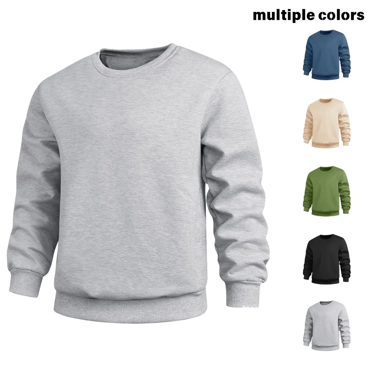Men's Crew Neck Activewear Sweatshirt - New Winter Trendy Solid Color Loose Long Sleeve Shirt, Unisex Sportswear Top, Activewear Sweatshirts