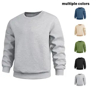 New winter trendy round-neck sweatshirt for both men and women, solid color loose long-sleeved sports sweatshirt top