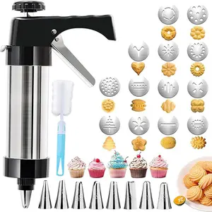 Cookie Press Gun Decorating Kit - Stainless Steel Cookie Maker with 13 Discs & 8 Icing Tips for DIY Cookies & Holiday Baking Perfect Christmas Gift - Bakeware Cookiecutter