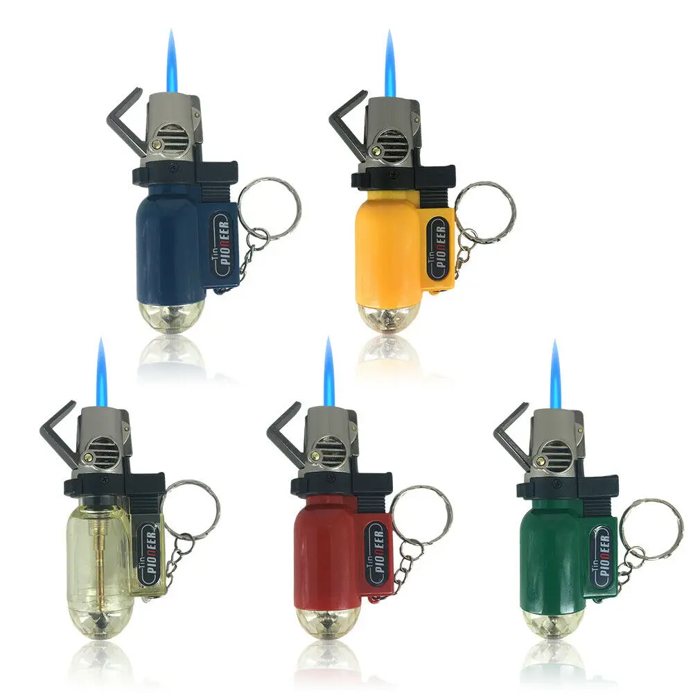 Taughch 5-Pack Rechargeable Compact Plastic Windproof Portable Lighters - Blue Flame Mini Torch, Keychain Fit, Creative Design, Unique Stylish Gift, Colorful Set (Butane Not Included), Outdoor Fire Ready Kitchen Fire Starter, Windproof Portable Lighter, K