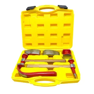 Lauco 6-Piece Auto Body Wood Hammer & Dolly Repair Tool Kit - Heavy-Duty Steel Heads, Wooden Grip, Vibration Dampening, Multifunctional Car Fender Repair Set, Tool Storage Kit