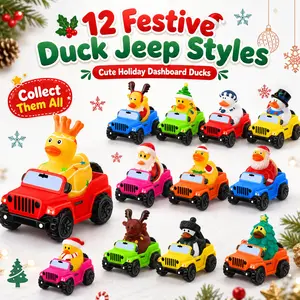 Christmas Rubber Ducks for Ducking 12-Pack – 12 Holiday Ducks + 12 Mini Cars | 3.5 in Cars Fit 2 in Ducks | Stocking Stuffers, Xmas Party Favors & Gift for Kids Bath Time Fun