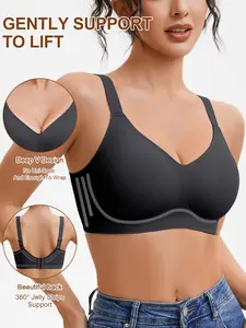 Women's Seamless Deep V Neck Bra Underwear, No Underwire Full Coverage Medium Support, Daily Wear Comfortable Bralette, Simple Design, Buckle, Plunge Seamless Bra