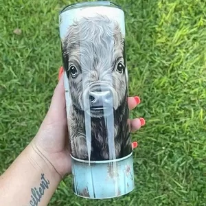 Baby Cow 20 Oz Sunflower Tumbler juice bottle Insulated Stainless Steel Water Cup with Straw