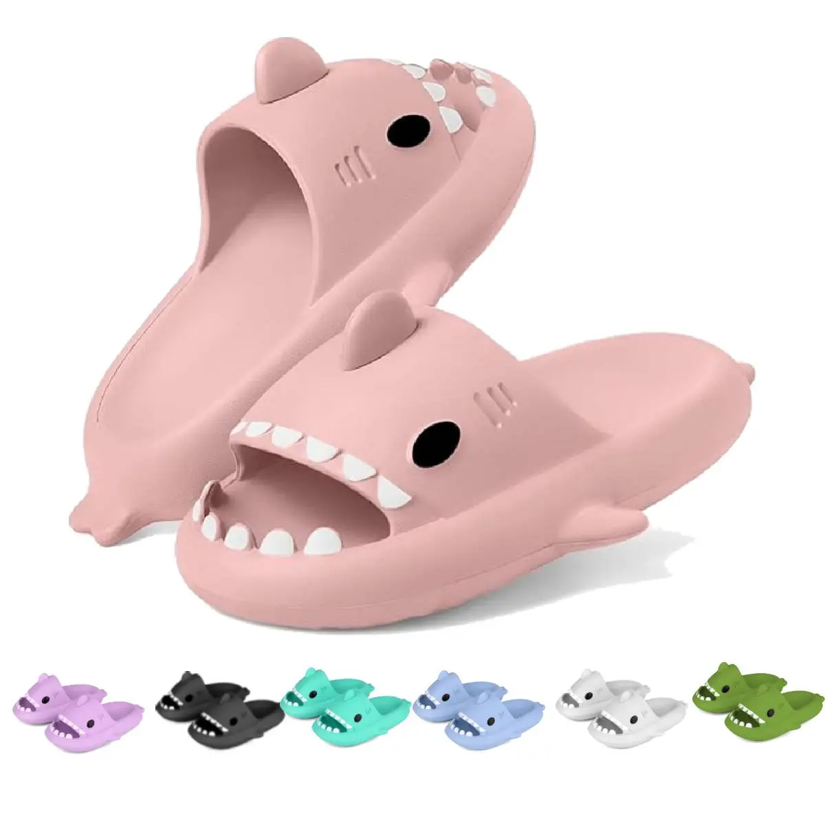 SANPON Unisex Cartoon Shark Non-Slip Slides, Quick Drying, Lightweight, Indoor/Outdoor Beach Footwear, Fun Slippers Classic slippers women Comfort, Shoe, Bedroom Slippers