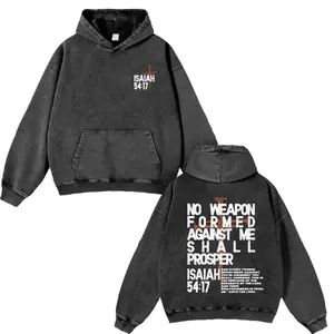 No Weapon Formed Against Me Isaiah 54:17 Washed Hoodie, Christian Streetwear Faith Apparel