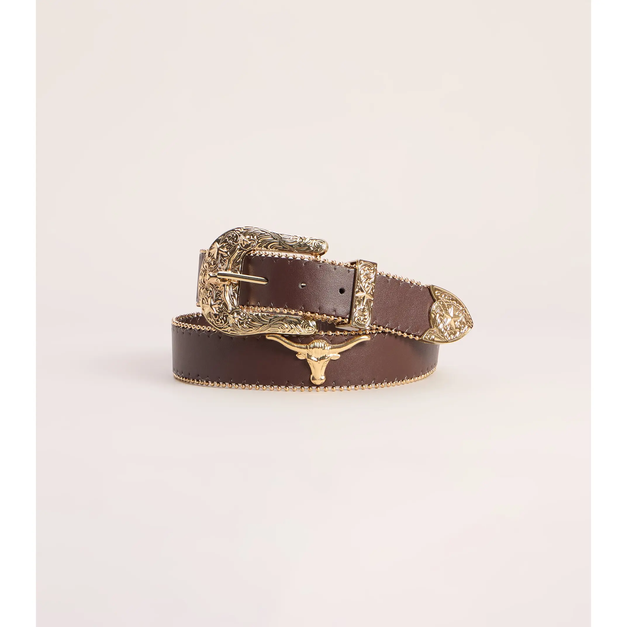 Western Statement Longhorn Faux Leather Belt