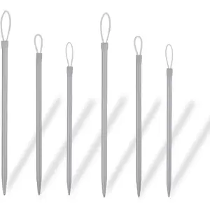 6pcs Wool Needles Nylon Thread Rope Threader Large Eye Aluminium Finishing Tapestry Hand Weaving Sweater Tools Supplies Accessories for Sewing Knitting Crochet Yarn Embroidery
