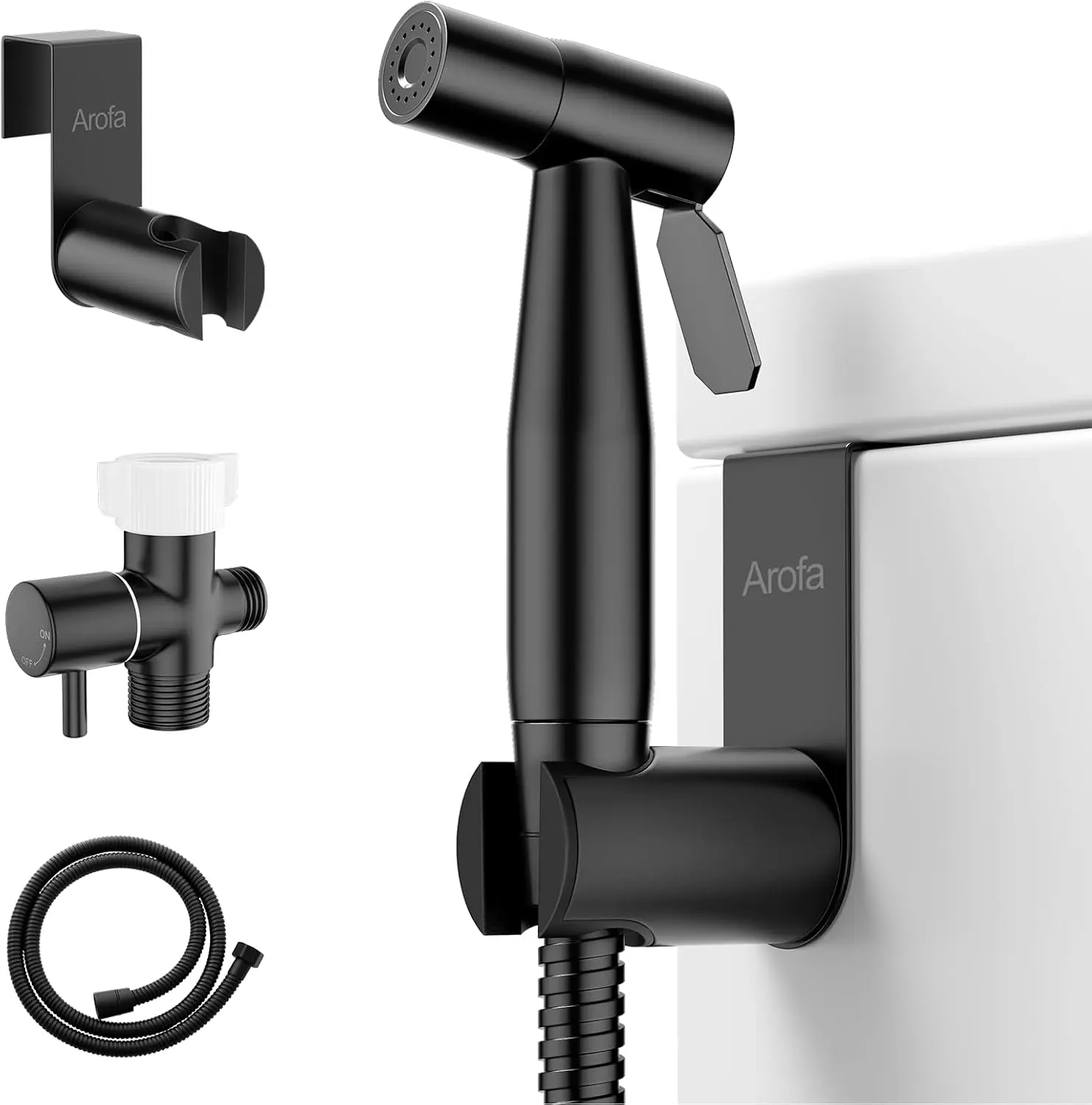 Black Bidet Sprayer for Toilet, Handheld Jet Sprayer Adjustable Water Pressure Muslim Shower with Bidet Hose, Bidets Faucet for Existing Toilets Cloth Diaper Spray for Baby/Feminine Wash