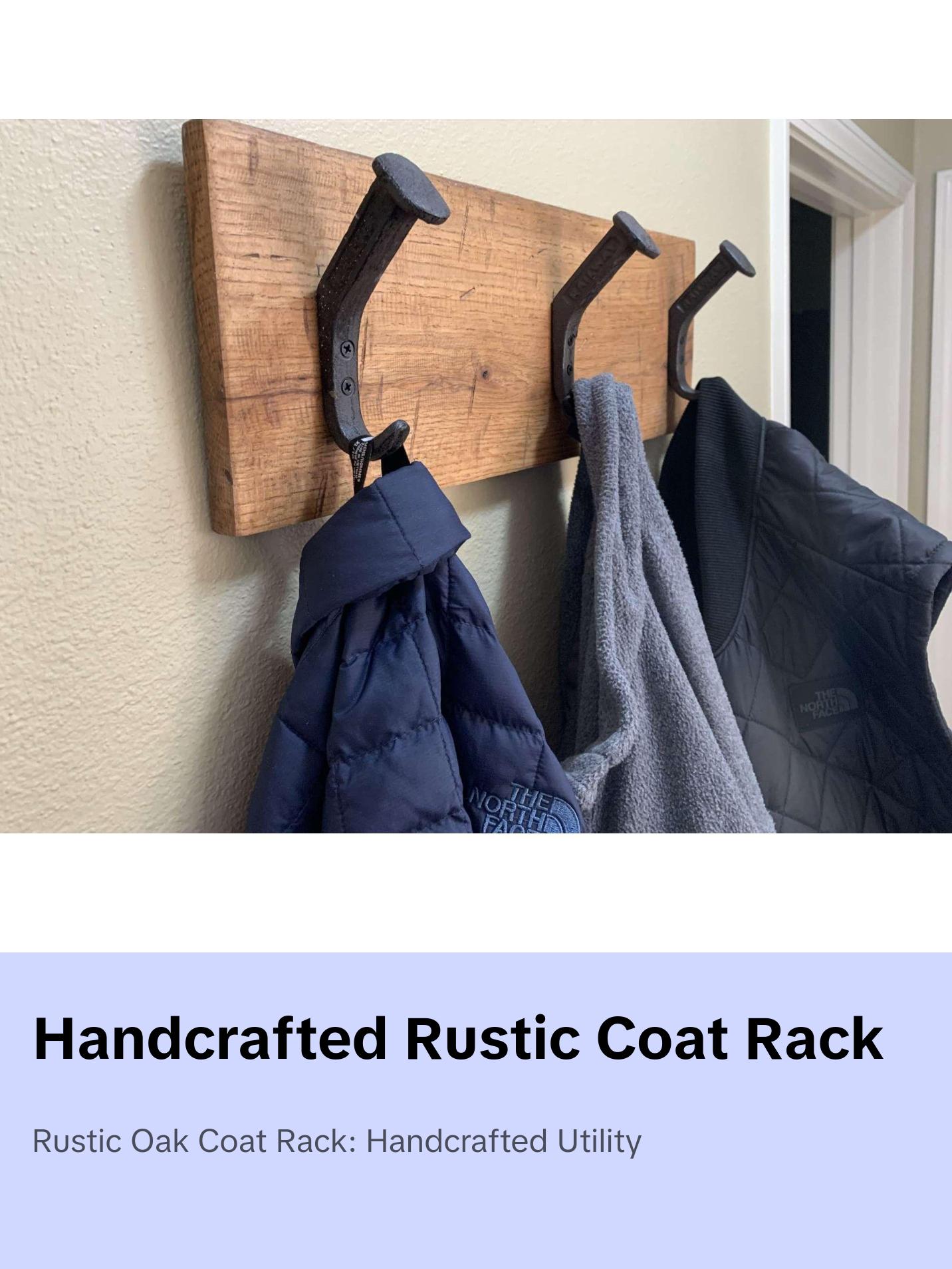 Handcrafted Rustic Farmhouse Coat Rack - 3 Hanger