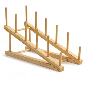 Bamboo and wood dish drying rack, 1 piece, can store plates/bowls/books/documents/bowls/cups/cutting boards/pot lids, suitable for kitchen countertops, offices, and display cabinets.