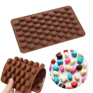 55 Cavity Mini Coffee Beans Chocolate Sugarcraft Candy Silicone Mold, Fondant Cake Decorating Baking Pastry Tools, Food Grade Material