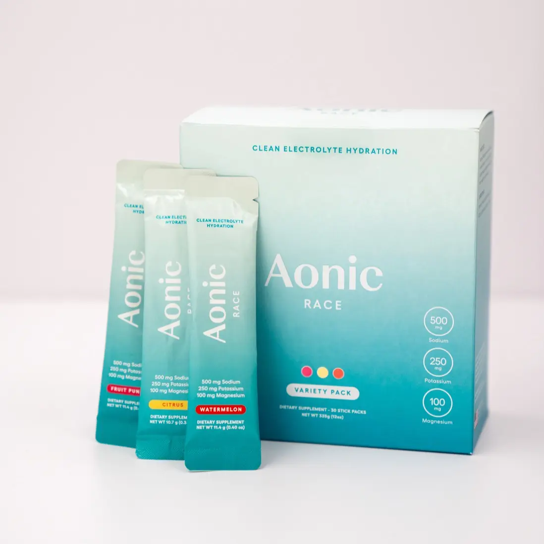 Aonic Race Clean Electrolyte Hydration Powder - Coconut-Flavored, 2:1 Sodium-Potassium Ratio, Magnesium for Recovery Support, 30-Serving Water Mix Sticks (Health & Wellness Supplement)