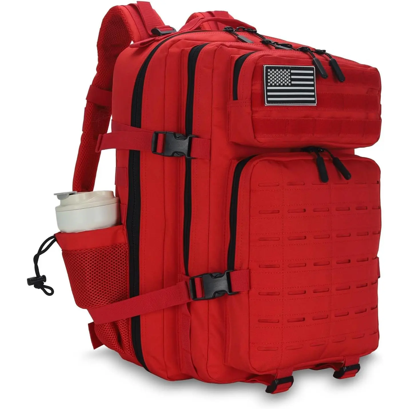 45L High-Vis Red Hiking Backpack - Waterproof 3-Day Assault Pack for Safety & Travel