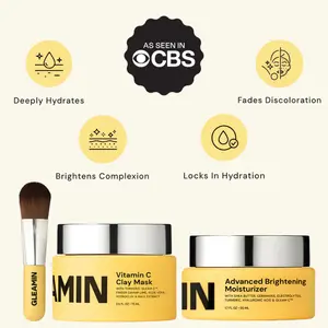 Gleamin Glow Essentials Duo - Vitamin C Clay Mask & Advanced Brightening Moisturizer for Hyperpigmentation Correction & Daily Skin Brightening