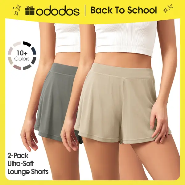 ODODOS 2-Pack Ultra-Soft Modal Lounge Shorts for Women – Lightweight & Breathable Sleepwear, 3" Inseam, Lady, Fabric, High Rise, Basic, Loose Legs, Cool All Night, Above Knee, Plain, Athletic Loungewear Pajamas