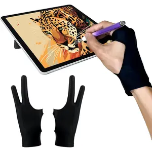 Drawing Glove Right Left Hand, Palm Rejection Digital Art Glove for Tablet iPad, Sketching Drawing Gloves with Two Finger, Gifts for Animators and Digital, Artists, [2 Pack] Size M