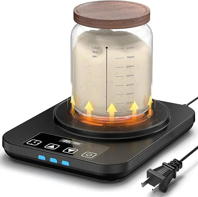 MENGBEI Electric Sourdough Starter Warmer Mat - Upgraded Kitchen Heating Pad with US Plug, Thermostat Control, Timer+Mem Function for Home Bakers, Proofing Heat