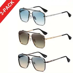 Men's Polarized Sunglasses - 3 Pairs, Metal Frames, Vintage Classic Mach 6 Style, Gradient Lenses, Ideal for Sports, Fishing, Holiday Gift for Friends