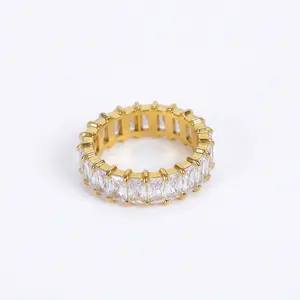 Rectangular-Cut Full Eternity Ring–Gold Plated