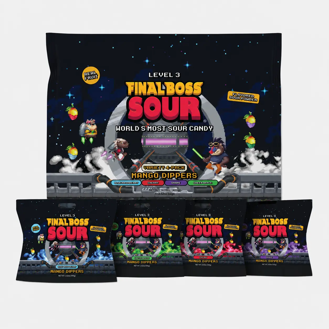 Final Boss Sour - Mango Dippers | Real Fruit, Extreme Sour | Variety Pack & Singles
