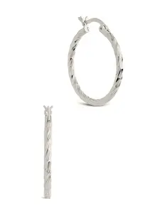Sterling Silver Anita Textured Hoop Earrings