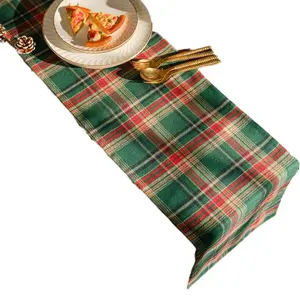 Yimanqiyun Christmas Plaid Table Runner Yarn Dyed American Country Coffee Table Decor