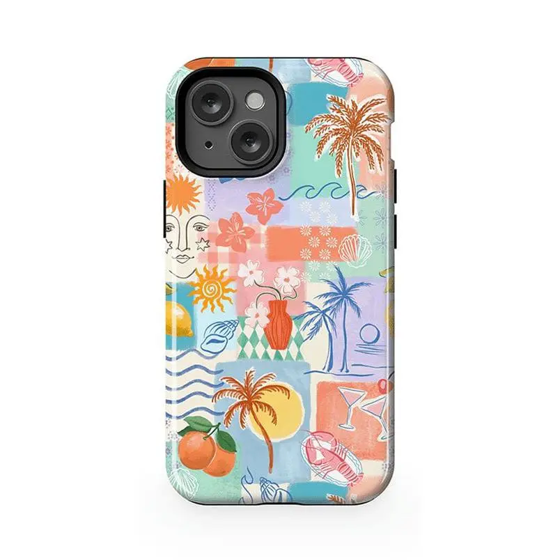 Casely iPhone 13 Mini Case | Tropical Heat | Beachy Collage | Bold Protective Design | Compatible with MagSafe