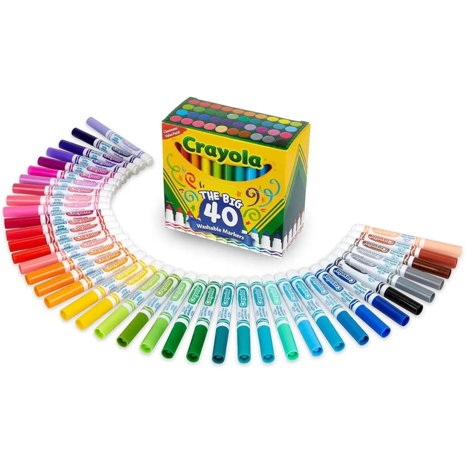 Ultra Clean Washable Markers for School (40ct), Essential Back to School Supplies for Kids, Coloring Book Marker Set, Teacher Classroom Supplies