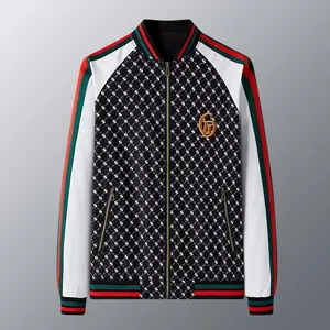 2026 New Spring and Autumn Men's Jacket Trendy Fashion Printed Jacket Casual Baseball Suit Menswear Coats Men's Stand Collar Zip-Up Jacket Tops Long Sleeve