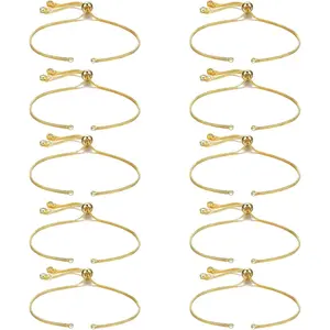 Sureio 10 Pieces Adjustable Slider Bracelet for Jewelry Making Bracelet Chains for DIY Jewelry Making Findings Extender Chains with Rhinestones Ends for Woman Girl(Gold)