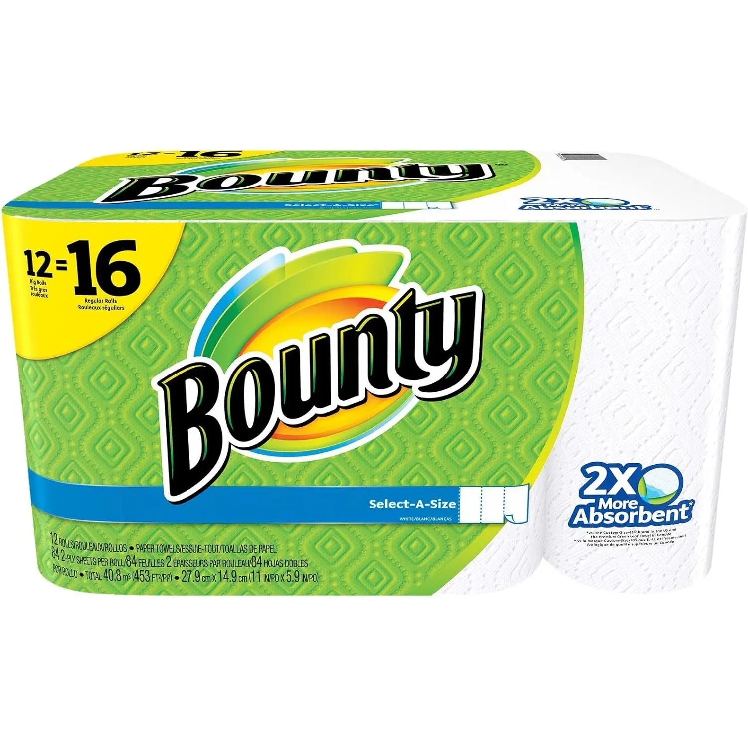 Bounty Select-A-Size Paper Towels, White, 12 Rolls (Pack of 1)