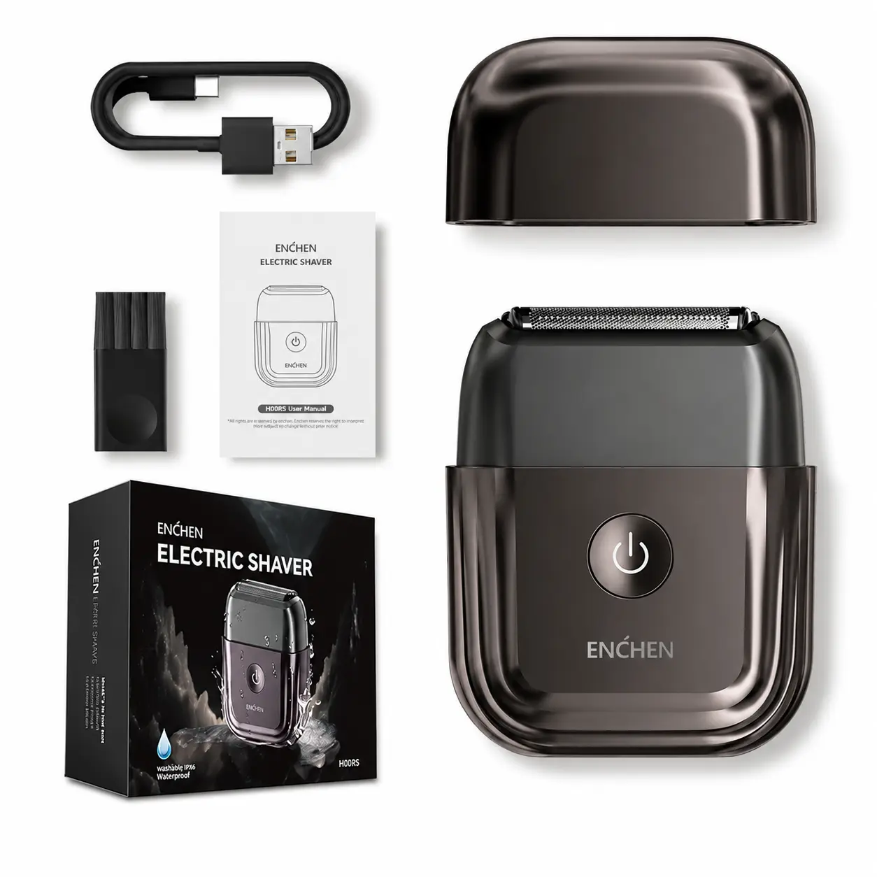 ENCHEN Electric Foil Shaver for Men, Beauty Products - Upgraded Mini Razor with 2 Floating Blades, Gear Adjustability, IPX7 Waterproof Wet/Dry, USB-C Fast Charging, Portable for Trips, Ideal for Dads, Enables Clean Shave