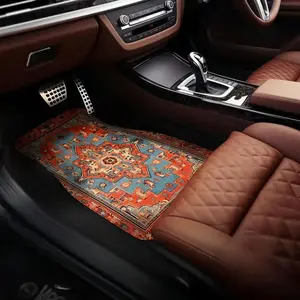Moroccan Boho Design Car Floor Mat, Non-slip Car Front & Rear Floor Mat, Fashionable Car Interior Decoration Accessories