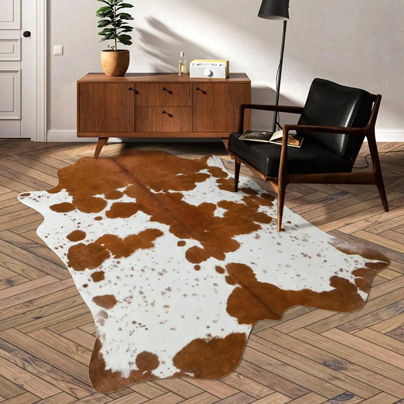 [Black Friday] Christmas Faux Cowhide Rug, Luxury Cow Print Rugs, Faux Animal Cow Hide Carpet For Bedroom, Living Room, Office, Home Decor, Non-Slip Cute Cowhide Rug indoor carpet