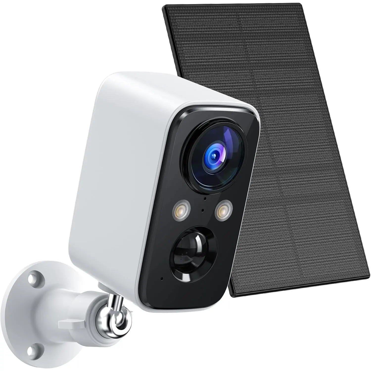 Solar Panel Security Cameras Wireless Outdoor with Solar Panel- Battery Powered Cameras for Home Security WiFi Camera Surveillance Indoor System Floodlight Night Vison Alarm Motion Sensor Light Door Cam 2-Way Audio, Live View