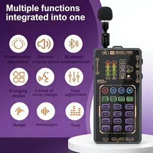 To Party Tech X55 Pro Handheld Mini Sound Card with In-ear Monitor & Intelligent Sound Adjustment for Gaming Singing & Live Streams  mic  4 cases Universal OTG Broadcast Cable Professional Podcast Mixer Bundle dj i micro phone