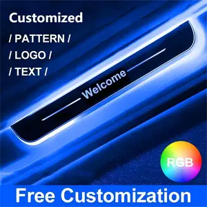 New Car Customized Door Illuminated Sill Light Logo Projector Lamp USB Power Moving LED Welcome Pedal Scuff Plate Pedal Light