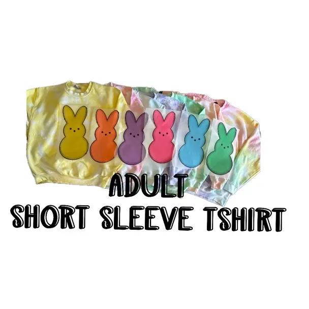 *Made to Order* Adult size SHORT SLEEVE TSHIRT Easter, peeps, matching mom and me multi colored tiedye crewneck Tops  Sweatshirts Comfortable