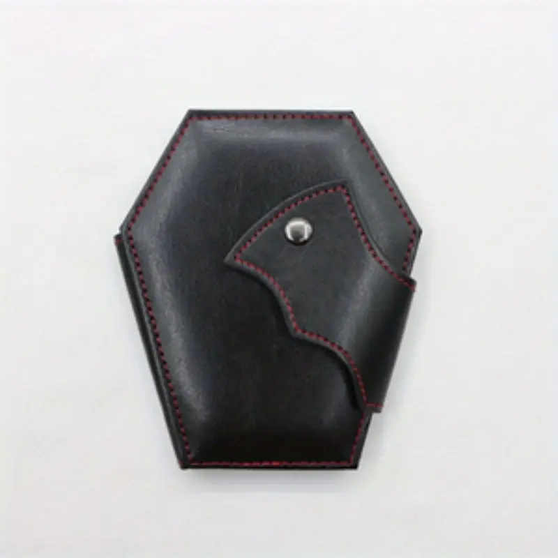 Halloween Coffin Card Wallet, Bat Wing Design, Folded Pocket Style, Hand Stitched Faux Leather Material, Perfect Gift for Spooky Occasions