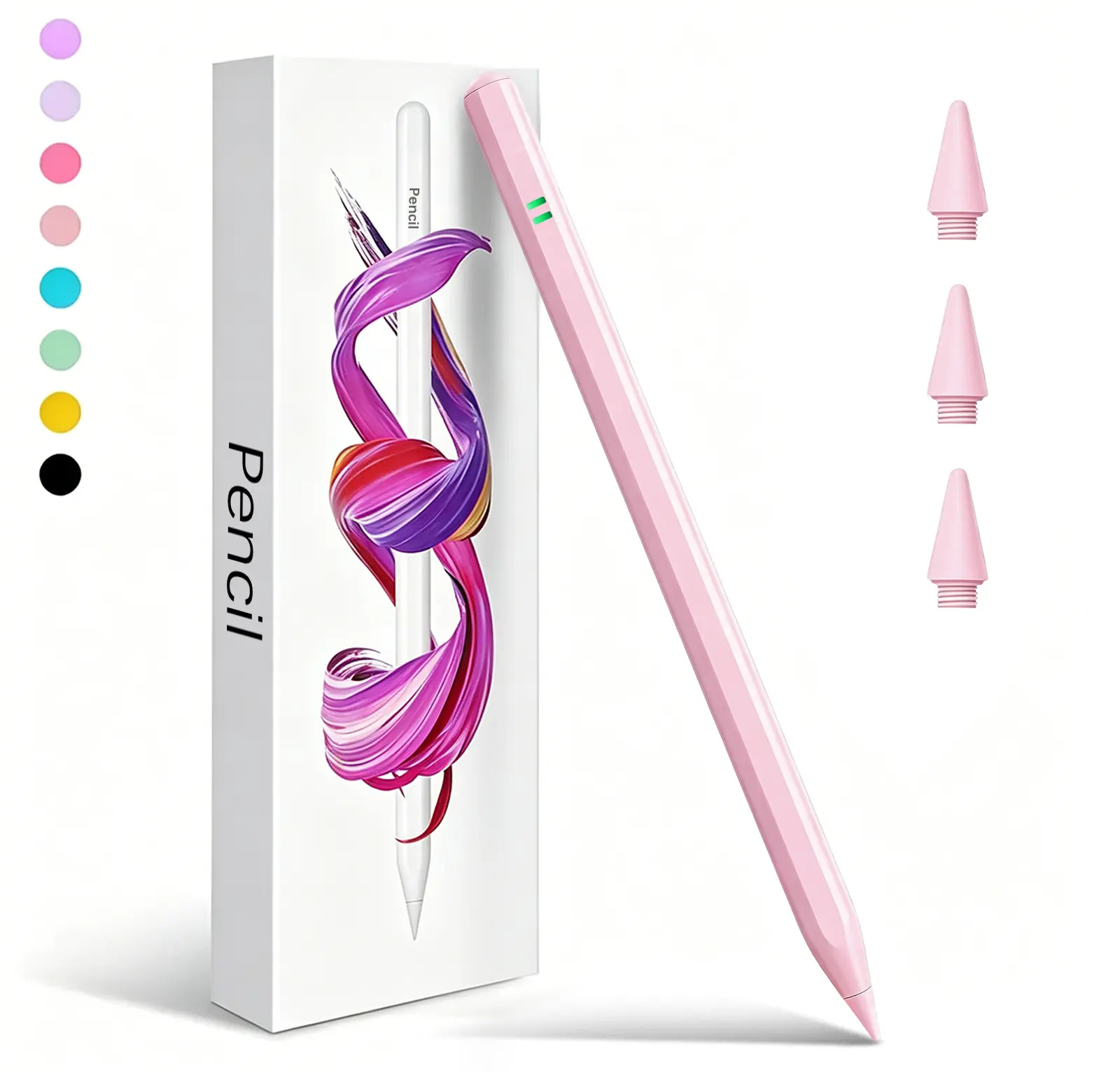 DotFlow Capacitive Stylus Pen for Tablets - Touch Pen with Fast Charging, Palm Rejection, Tilt Sensitivity, Button Control, Aluminum Body, Replacement Tips, 9-Hour Battery Life for Drawing, Art