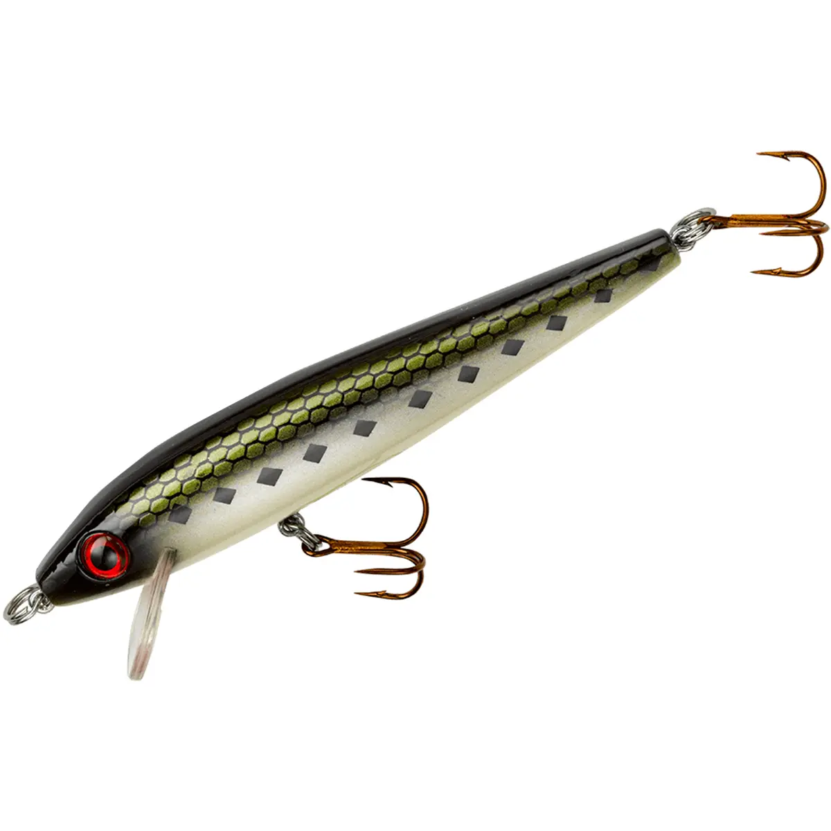 Rebel Tracdown Sinking Minnow Fishing Lure, 1/8 oz, 2.5", 0-2 ft Cranking Depth for Bass, Trout, and Walleye Gamefish