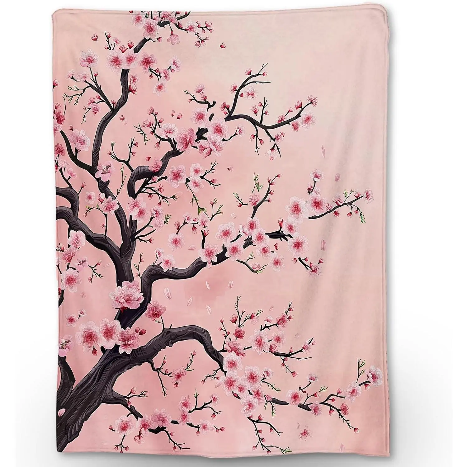 Beautiful Cherry Blossom Blanket,Soft Cozy Fleece With Aesthetic Cherry Blossom Design, Romantic Pink Flower Blanket For Bedroom Decor, Plush Throw For Nature Lovers & Sakura Fans