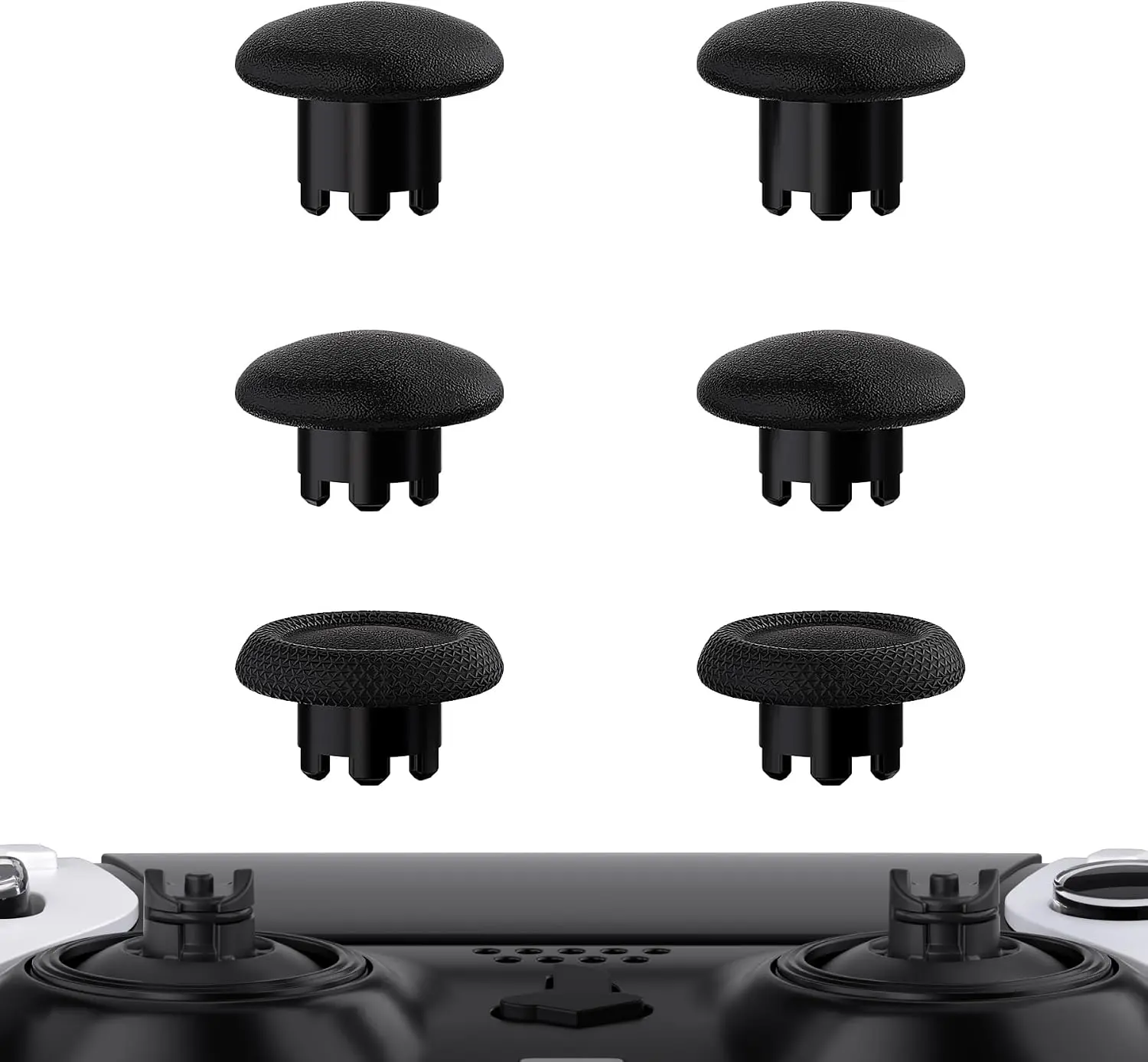 eXtremeRate Black Replacement Swappable Thumbsticks for PS5 Edge Controller, Custom Interchangeable Analog Stick Joystick Caps for PS5 Edge Controller - Controller & Thumbstick Base NOT Included