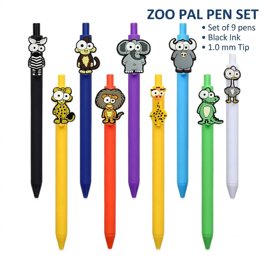 9 Pack Animal 3D Cartoon Ballpoint Pen Set, Adorable Animal Decor Office Stationery, Writing Stationery, Aesthetic Pens, Unique Pens, Cute Desk Supplies, Novelty Workspace Gifts for Coworkers, Friends & Pen Collectors, Humorous Ballpoint Pens