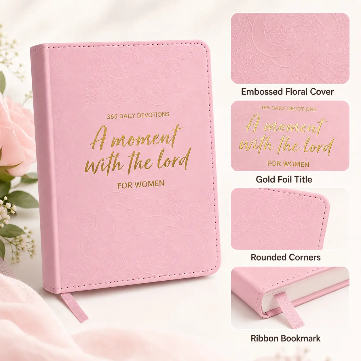 One Minute with God for Women, 365-DayDaily Devotional Journal, Full Color FauxLeather Hardcover Prayer Book, Bible Studyand Bible Verses for Christian Women,Inspirational Gift for Her