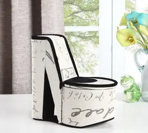 9" Tall Display Jewelry Box with Hidden Storage, High Heel Shoe Design, Stencil Letter Print