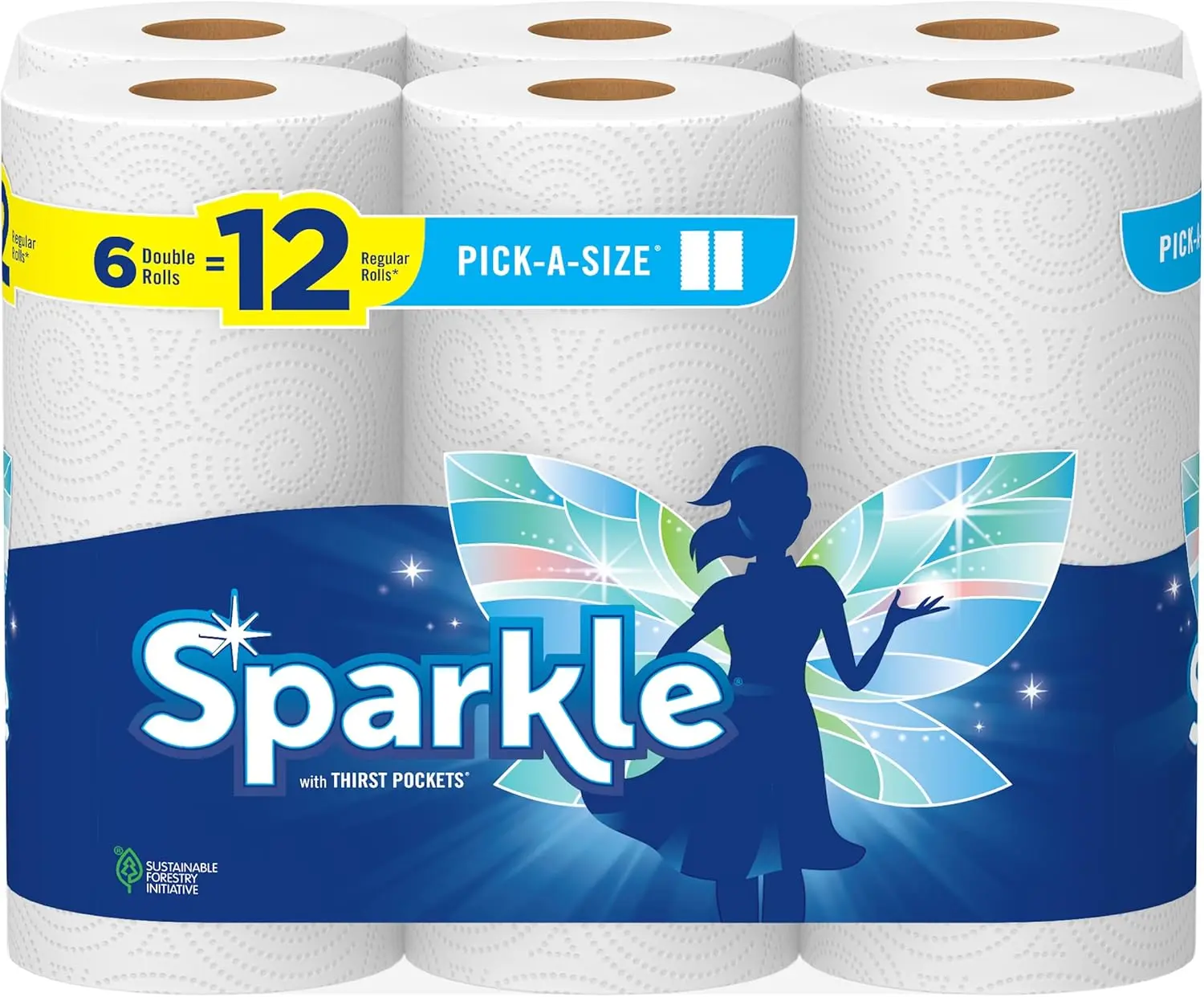Pick-A-Size Paper Towels, 6 Double Rolls = 12 Regular Rolls, Everyday Value Paper Towel With Full And Half Sheets Toilet Wipes