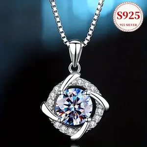 925 sterling silver inlaid zirconia necklace, fashionable women's engagement and wedding necklace, perfect gift jewelry for girlfriends