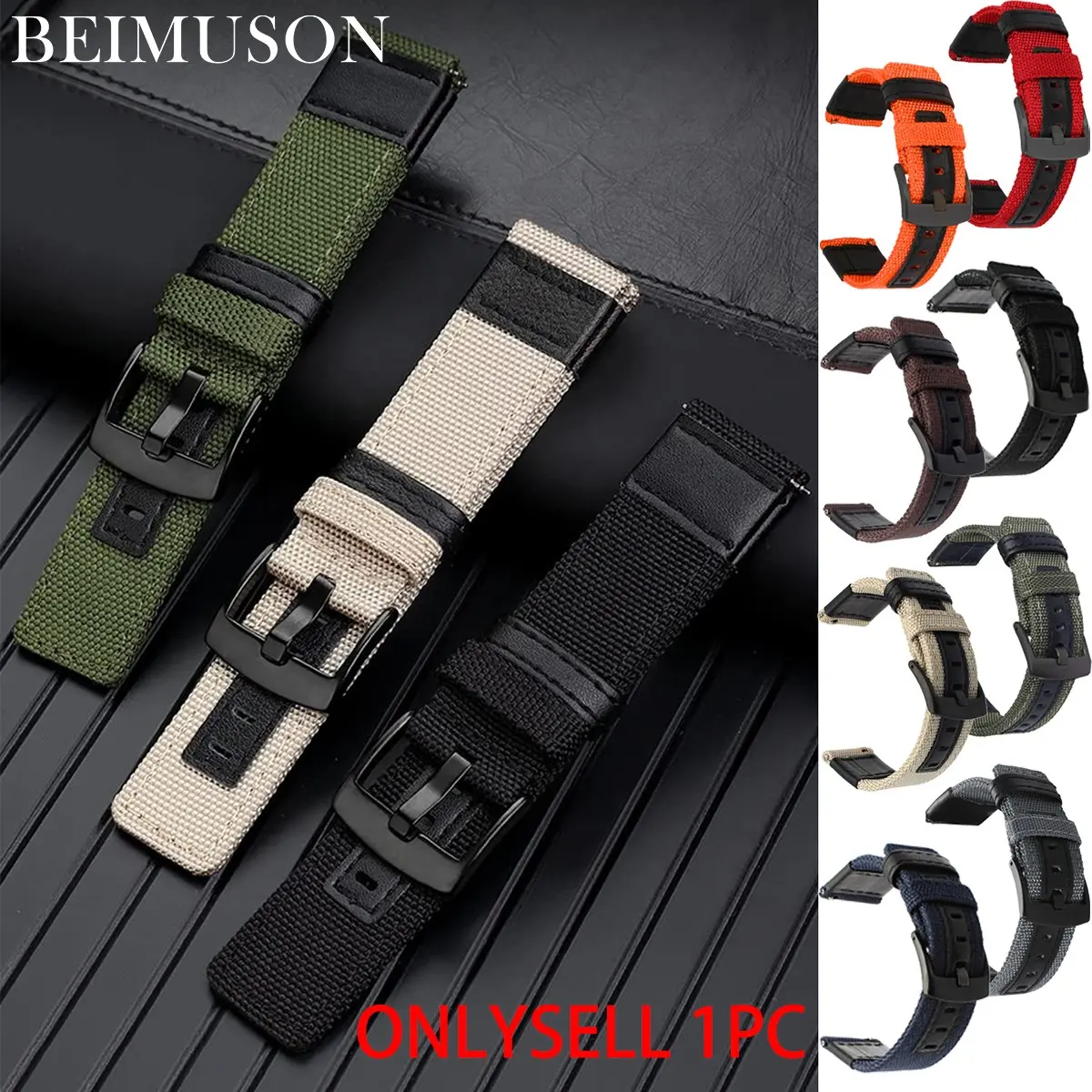 Nylon Quick Release Watch Bands, Lightweight Nylon Strap, Smartwatch Strap, Replacement Canvas Fabric Sport Strap for Men Women, 20/22mm Military Style Wristband with Stainless Steel Buckle, Smart Watch Straps, Watch Accessories